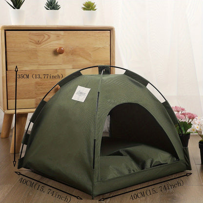 Cozy Cat Tent Bed - Portable Pet Cave with Self-Cooling Mat