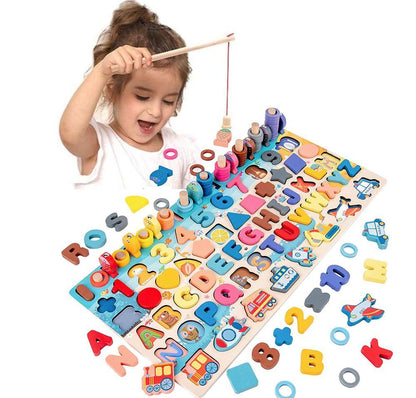 Montessori Math &amp; Fishing Board - Educational Toy for Toddlers