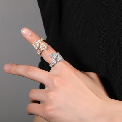 Diamond-embedded Love Hip Hop Ring