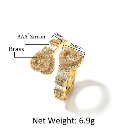 Diamond-embedded Love Hip Hop Ring