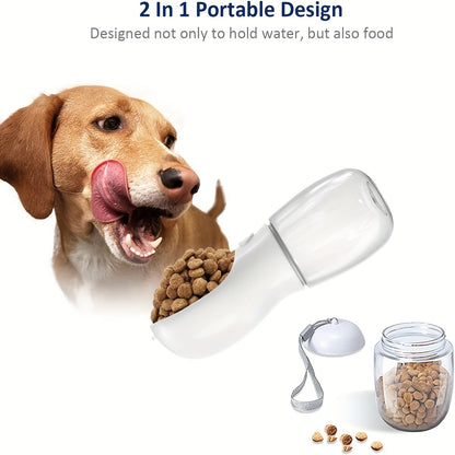 2-in-1 Dog Water Bottle - Portable Travel Bottle with Food Container