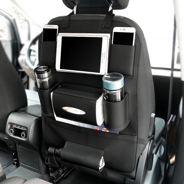 Premium Leather Car Seat Organizer - Back Seat Storage Solution