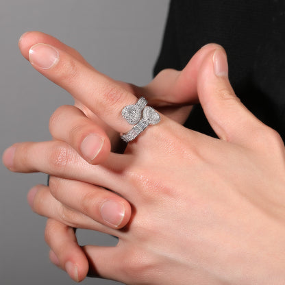 Diamond-embedded Love Hip Hop Ring