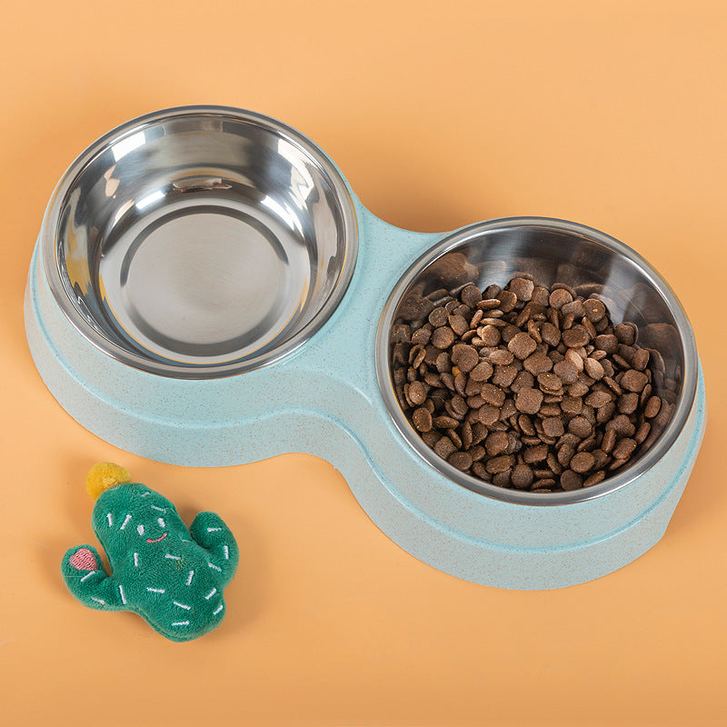 Stainless Steel Double Pet Bowls - Non-Slip Dog Cat Food Water Feeder