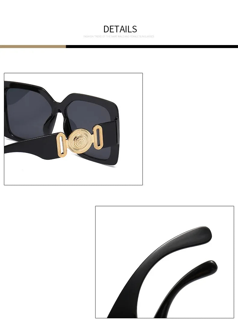 Big Square Frame Sunglasses For Men Women Brand Design Luxury Vintage Fashion Male Ladies Driving Black Sun Glasses Eyewear 2024