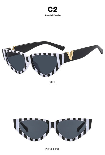 Luxury Vintage Cat Eyt Sunglasses Women 2023 Fashion V Brand Designer Cateye Sun Glasses Female Eyewear UV400 Gafas De Sol Mujer