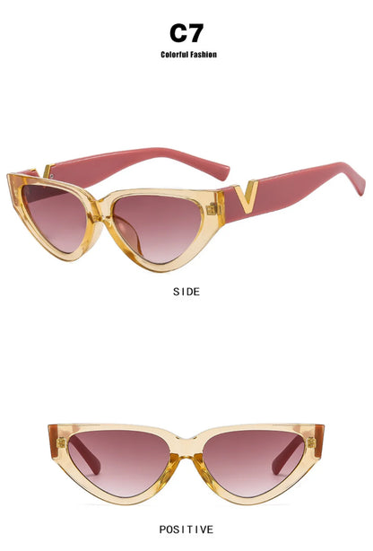 Luxury Vintage Cat Eyt Sunglasses Women 2023 Fashion V Brand Designer Cateye Sun Glasses Female Eyewear UV400 Gafas De Sol Mujer