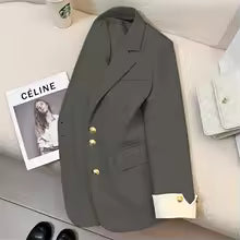 2024 Women Single Breasted Loose White Blazer Office Lady Loose Classic Coat Basic Suit Jacket Female Chic Outwear Clothing