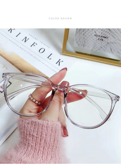 Transparent Computer Glasses Frame Women Men Anti Blue Light Round Glasses Blackout Glasses Optical Glasses Lenses