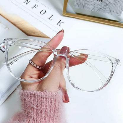 Transparent Computer Glasses Frame Women Men Anti Blue Light Round Glasses Blackout Glasses Optical Glasses Lenses