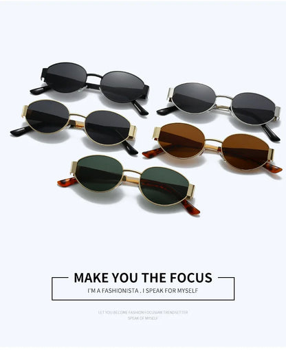 Luxury Designer Brand Sunglasses for Women and Men Oval Metal Frame Unisex Glasses Stylish Glamour Eyewear UV400