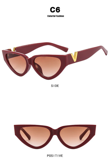 Luxury Vintage Cat Eyt Sunglasses Women 2023 Fashion V Brand Designer Cateye Sun Glasses Female Eyewear UV400 Gafas De Sol Mujer