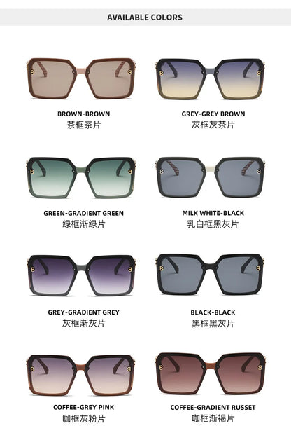Fashion Large Frame Sunglasses Women 2024 Luxury Brand Retro Square Metal Sun Glasses Fashion Gradient Shades Lady