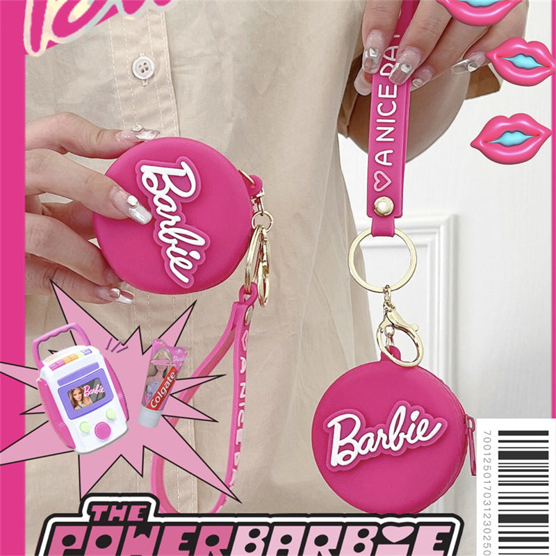 Miniso Barbie Women Money Bag Case For Airpods Pro Case,Soft Silicone Earphone Cover For Airpods 3 Case With Key Chain For Girls