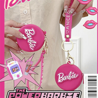 Miniso Barbie Women Money Bag Case For Airpods Pro Case,Soft Silicone Earphone Cover For Airpods 3 Case With Key Chain For Girls