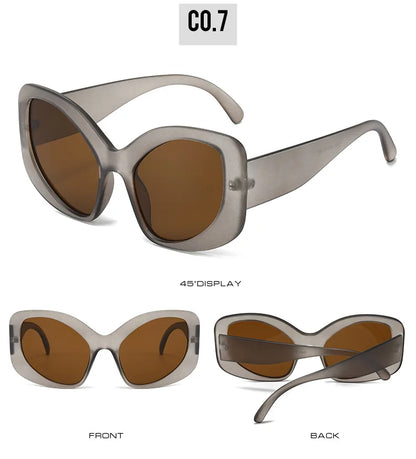 Vintage Cat Eye Sunglasses Woman Retro Irregular Mask Oversized Sun Glasses UV400 Shades Glasses