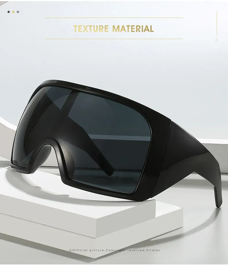 Oversized Punk Shield Sunglasses Women Men Big Frame 2024