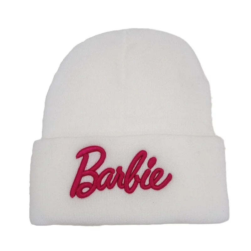 Barbie Anime Embroidery Knitted Hat Kawaiik Fashion Girls Boys Casual Warm Beauty Beanie Cap Autumn Winter Woolen Hats Gifts
