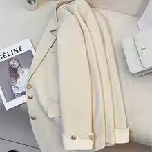 2024 Women Single Breasted Loose White Blazer Office Lady Loose Classic Coat Basic Suit Jacket Female Chic Outwear Clothing
