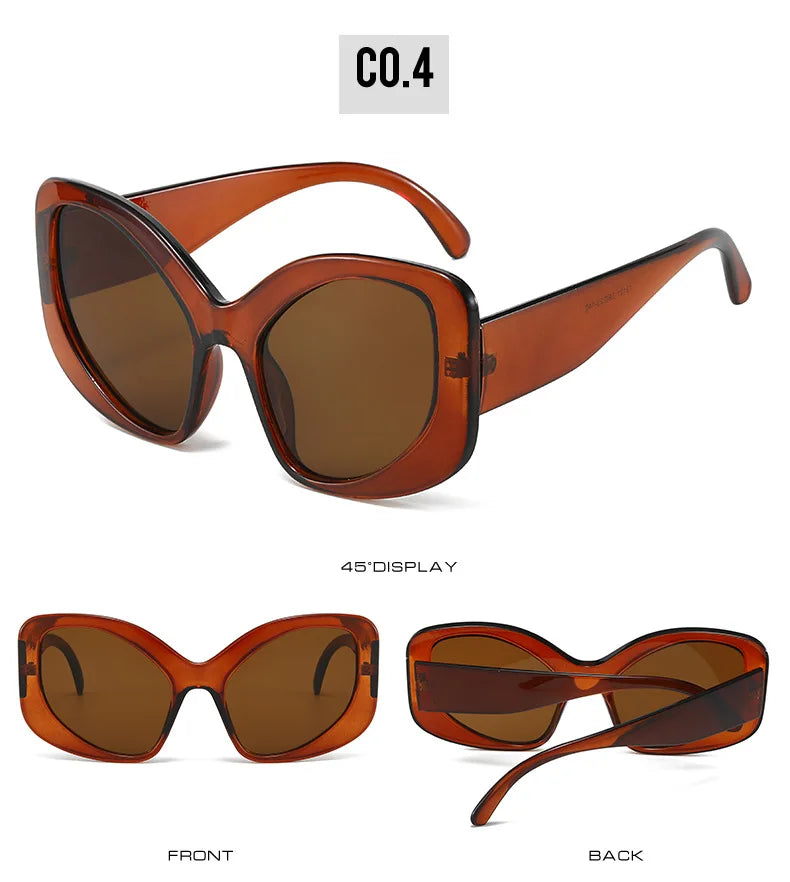 Vintage Cat Eye Sunglasses Woman Retro Irregular Mask Oversized Sun Glasses UV400 Shades Glasses
