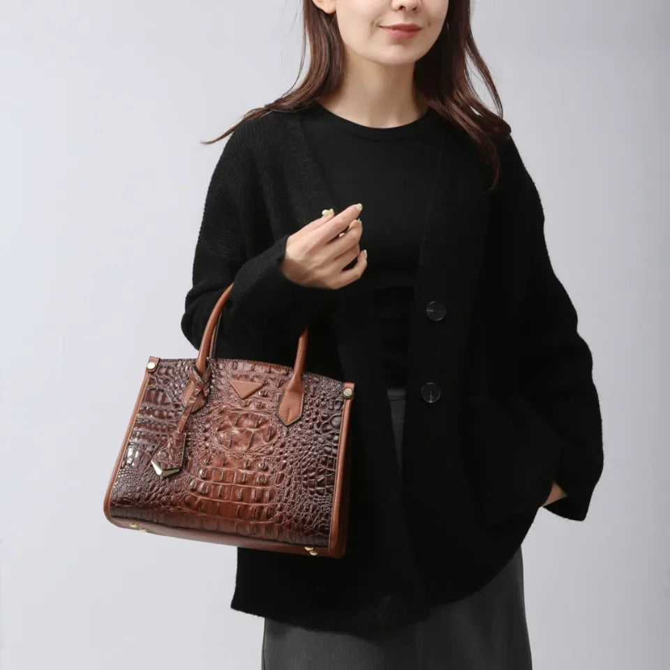 Vintage Crocodile Leather Top Handle Bag