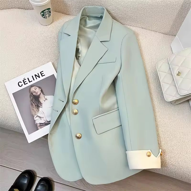 2024 Women Single Breasted Loose White Blazer Office Lady Loose Classic Coat Basic Suit Jacket Female Chic Outwear Clothing