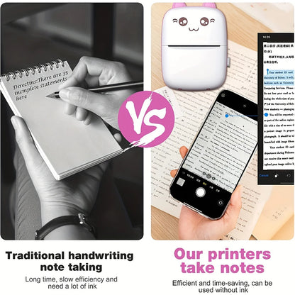 Mini Pocket Printer Mini Sticker Printer Portable for Printer with 13 Roll Papers for Notes, Photos, Stickers, Labels, Receipts