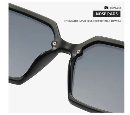 Fashion Large Frame Sunglasses Women 2024 Luxury Brand Retro Square Metal Sun Glasses Fashion Gradient Shades Lady