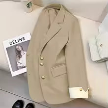 2024 Women Single Breasted Loose White Blazer Office Lady Loose Classic Coat Basic Suit Jacket Female Chic Outwear Clothing