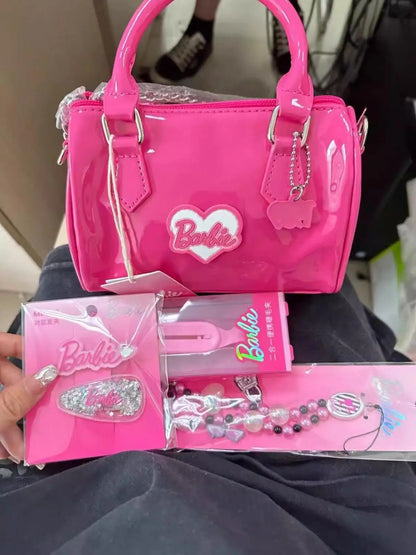 Barbie Girl Bright Niche Design Shoulder Bag Female 2023 New Handbag Horizontal Diagonal Bag Female