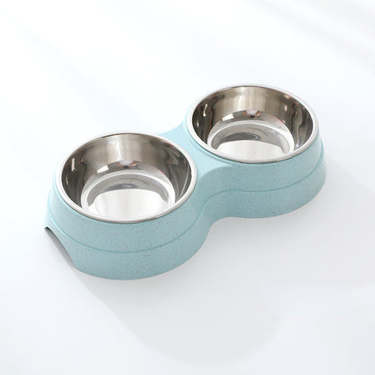 Stainless Steel Double Pet Bowls - Non-Slip Dog Cat Food Water Feeder