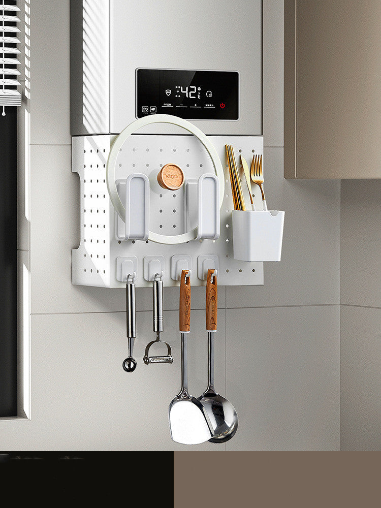 Wall Mounted Kitchen Organizer - No-Drill Storage Rack System
