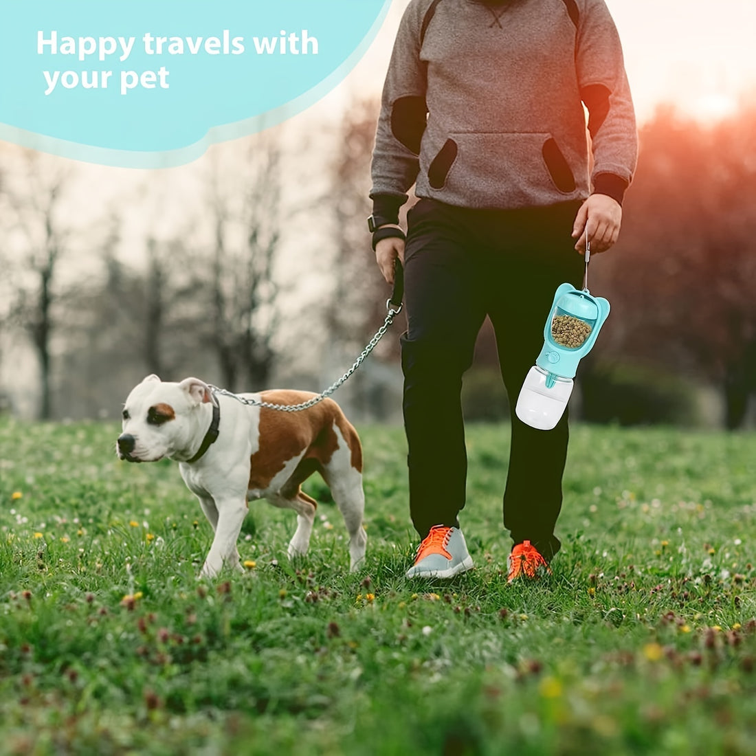 2-in-1 Dog Water Bottle - Portable Travel Bottle with Food Container