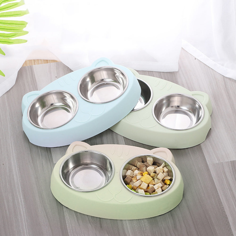 Premium Dog Bowls Set - Stainless Steel with Non-Slip Station