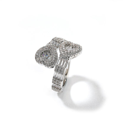 Diamond-embedded Love Hip Hop Ring