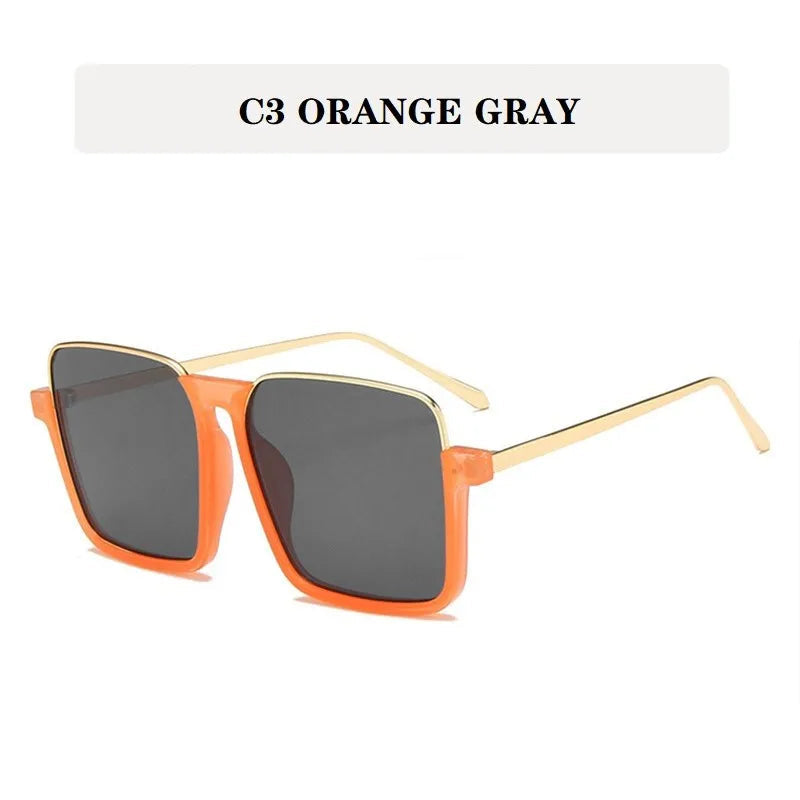 HCHES Luxury Square Sunglasses Women Men Fashion Oversize Siamese Sun Glasses Female
