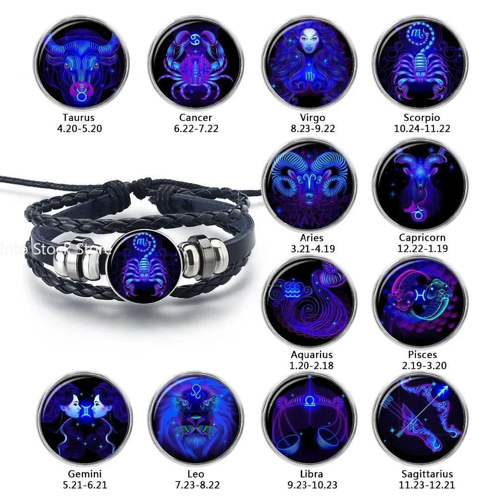 Zodiac Constellation Bracelet Braided Design Bracelet For Men Women Kids