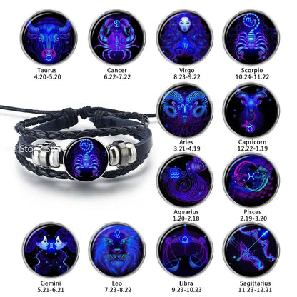 Zodiac Constellation Bracelet Braided Design Bracelet For Men Women Kids