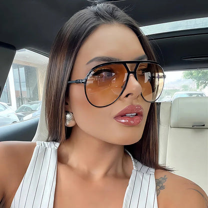 Retro Pilot Oversized Sunglasses