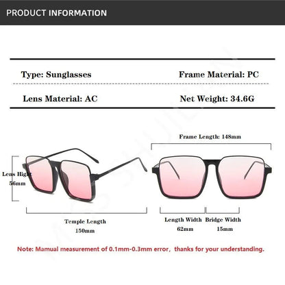 HCHES Luxury Square Sunglasses Women Men Fashion Oversize Siamese Sun Glasses Female