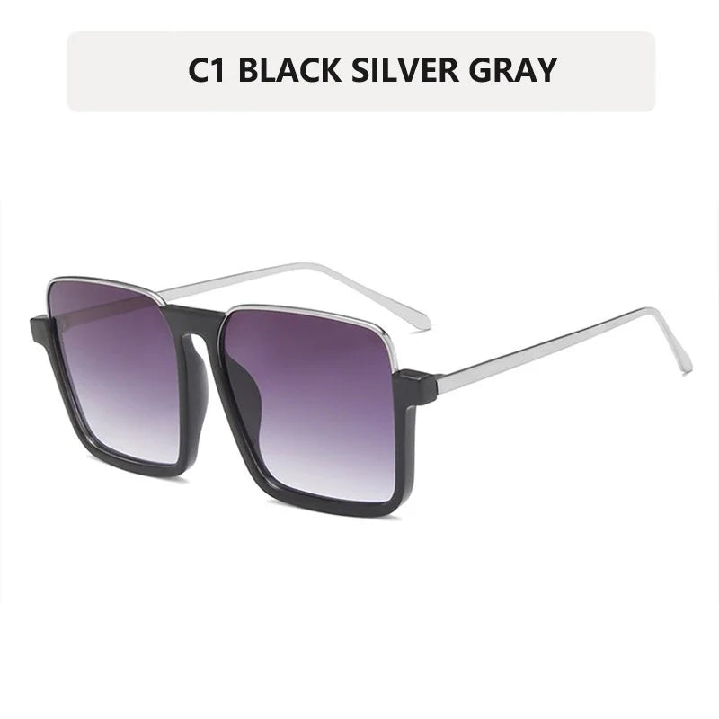 HCHES Luxury Square Sunglasses Women Men Fashion Oversize Siamese Sun Glasses Female