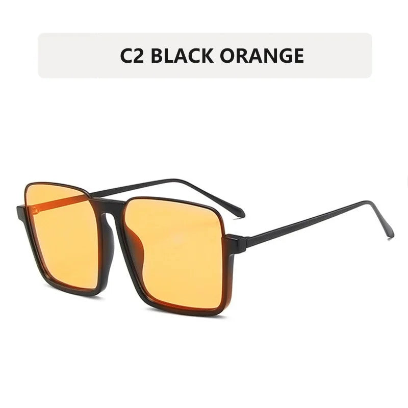 HCHES Luxury Square Sunglasses Women Men Fashion Oversize Siamese Sun Glasses Female