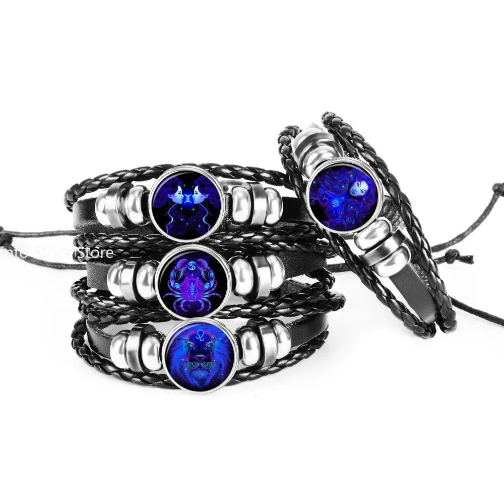 Zodiac Constellation Bracelet Braided Design Bracelet For Men Women Kids